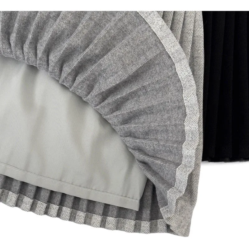 Falda Midi de lana Retro de cintura alta plisada, falda acampanada, Falda corta informal holgada a la moda, Falda corta de nuevo temperamento para mujer