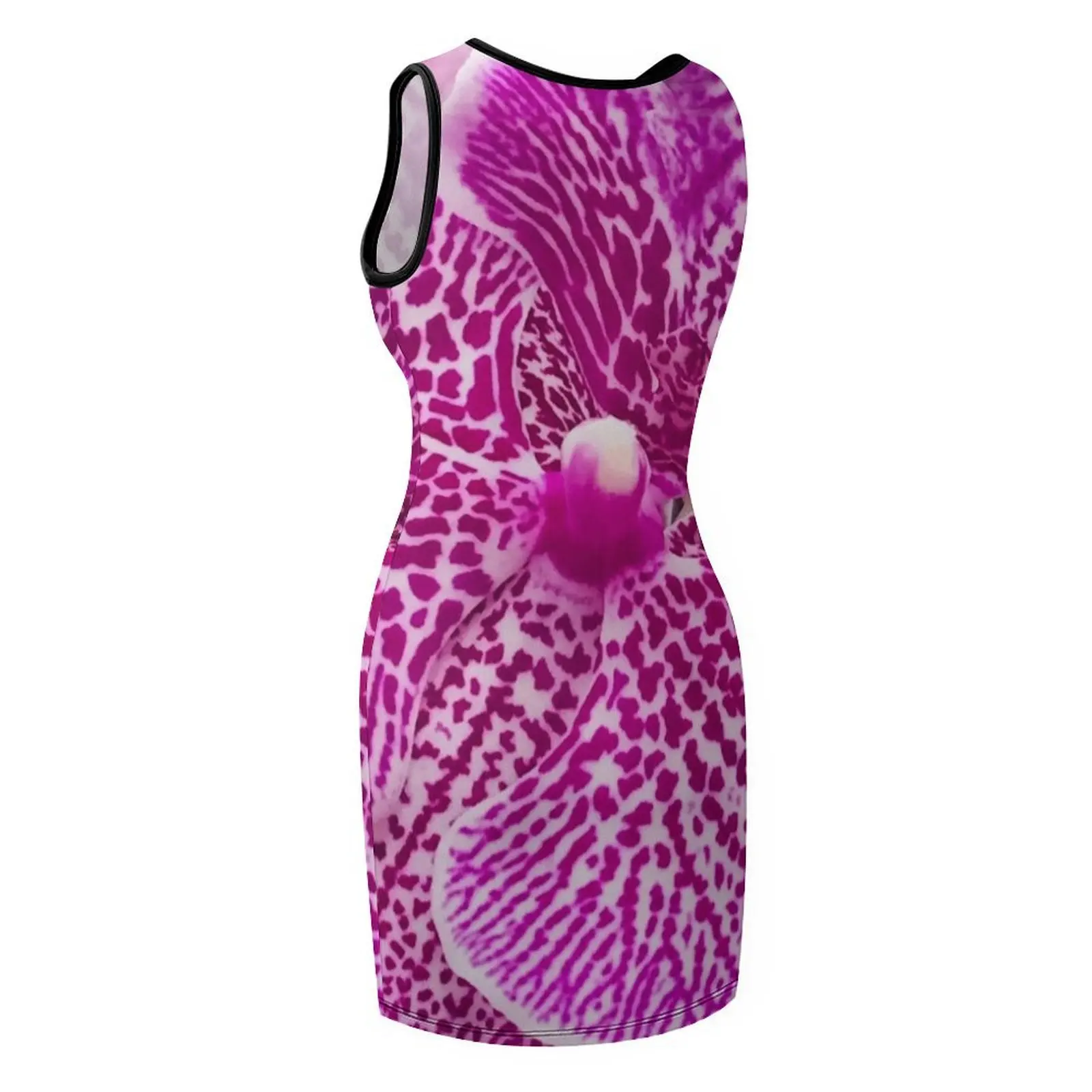 Pink-Magenta Orchid Flower Exotic Art Photo Sleeveless Sundress luxury women's party dress evening prom Dance dresses