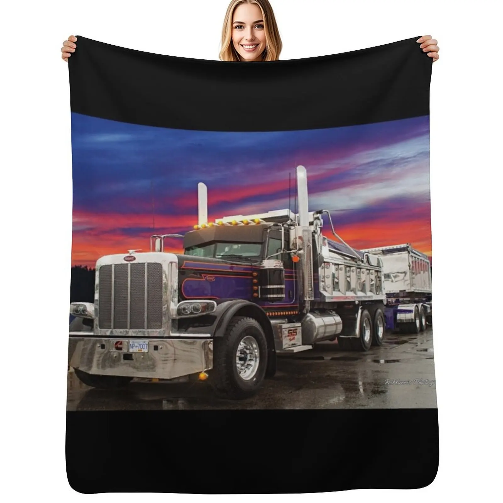Truck and Transfer Purple Skies Throw Blanket bed plaid Furrys Baby for babies Large Extra Large Throw Blankets