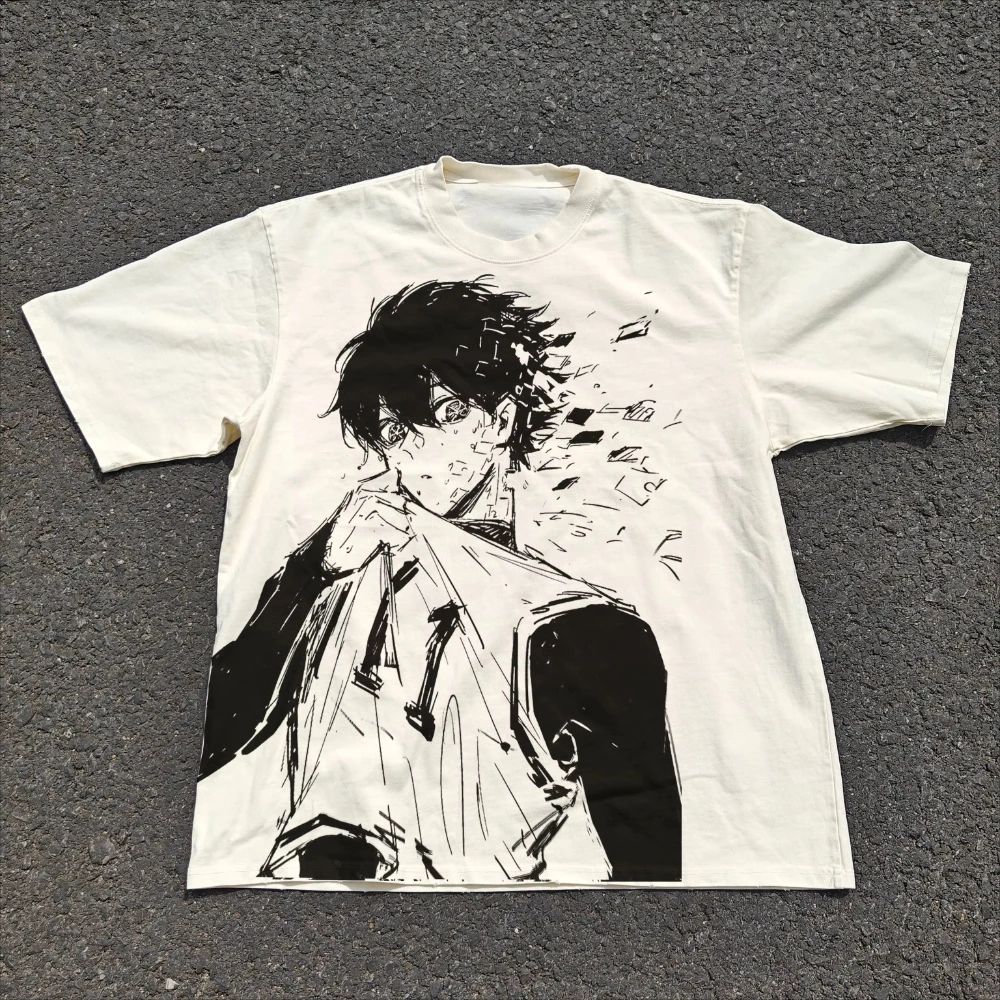 2026 Japanese Anime Sketch Boy T-shirt Adult And Kids Black White Line Art Sports Uniform Character Graphic Short Sleeve Tee