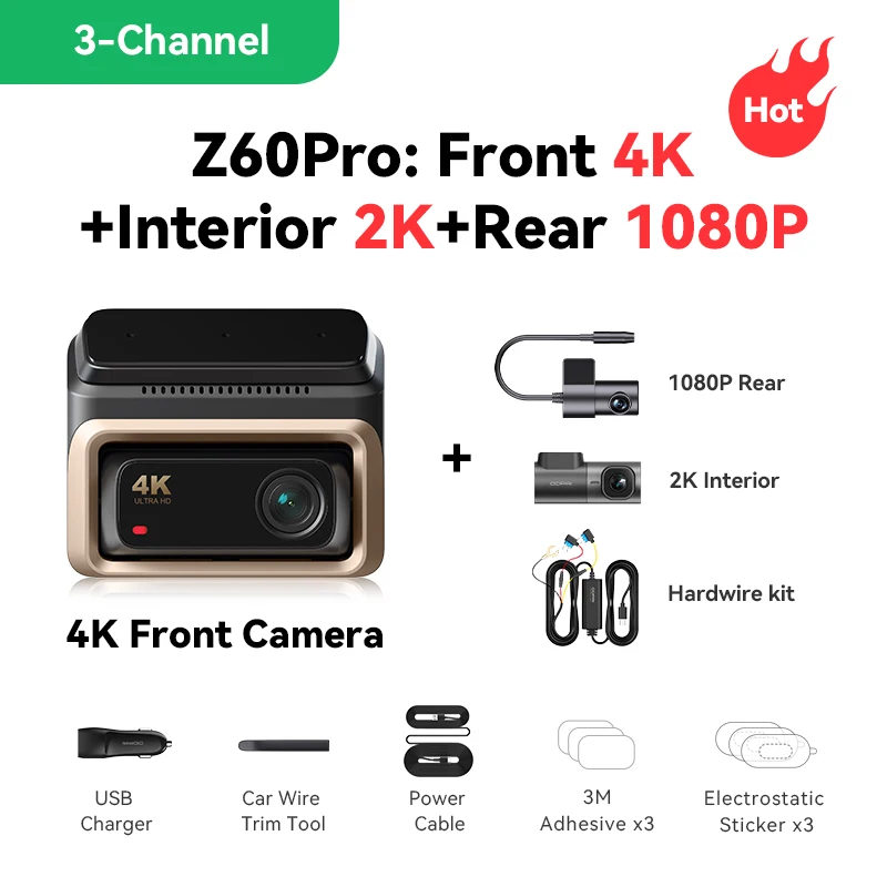 DDPAI Z60 Pro 4K Dashcam Auto Dashcam Front GPS Autocamera met dubbele SONY sensor, WiFi, ADAS, nachtzicht en DVR video recorder