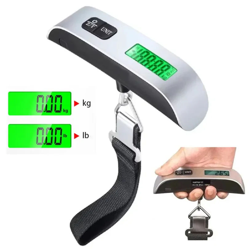 Balança Digital de Bagagem Portátil Eletrônica 110lb/50kg com Display LCD para Viagem e Malas