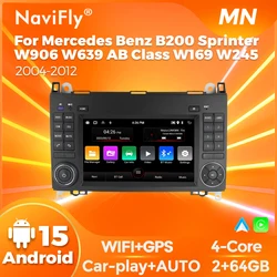 Navifly 2din Android Car Radio Stereo Player For Mercedes Benz B200 A B Class W169 W245 Viano Vito W639 Sprinter W906 Carplay BT