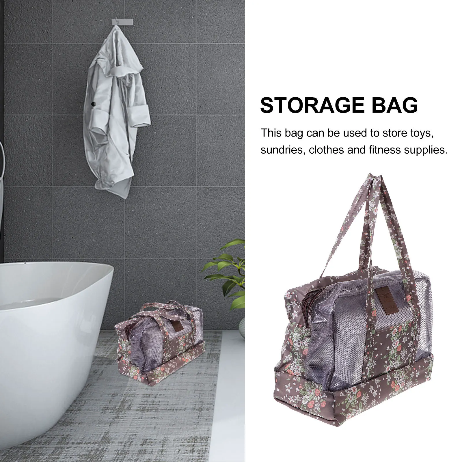 1 قطعة حقيبة التخزين مقاوم للماء متعددة الأغراض حقيبة شاطئية قابلة للطي مقاومة للاهتراء صندوق تخزين ملابس الحقيبة خفيفة الوزن حمل الرطب الجاف #5