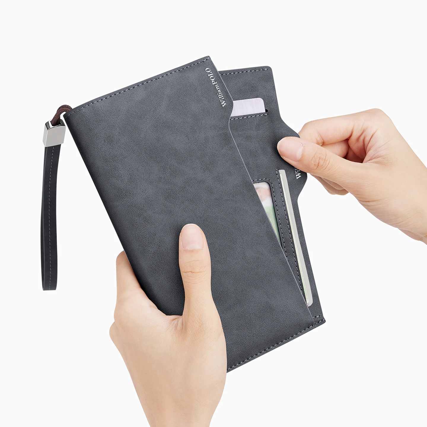 Casual men's wallet, large capacity multifunctional hand-held bag, long mobile phone bag, card holder