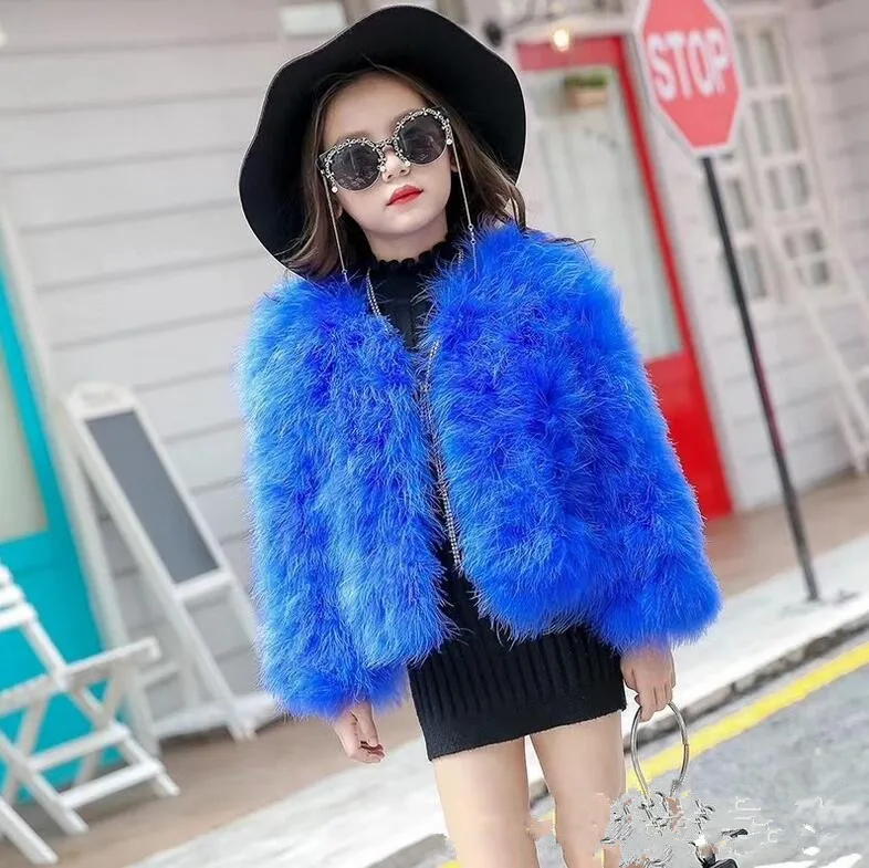 الجملة أطفال سترة النعامة الحقيقية، زهرة فتاة حفل زفاف معطف، أفخم ريشة بوليرو مع خيارات متعددة الألوان