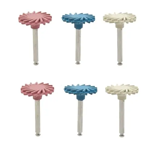 ชุดขัดล้อไซโคลนยาง 6 ชิ้น/กล่อง ขนาด 14 มม. ก้านขนาด 2.35 มม. สำหรับขัดวัสดุผสมความเร็วต่ำให้ความเงางามสูง