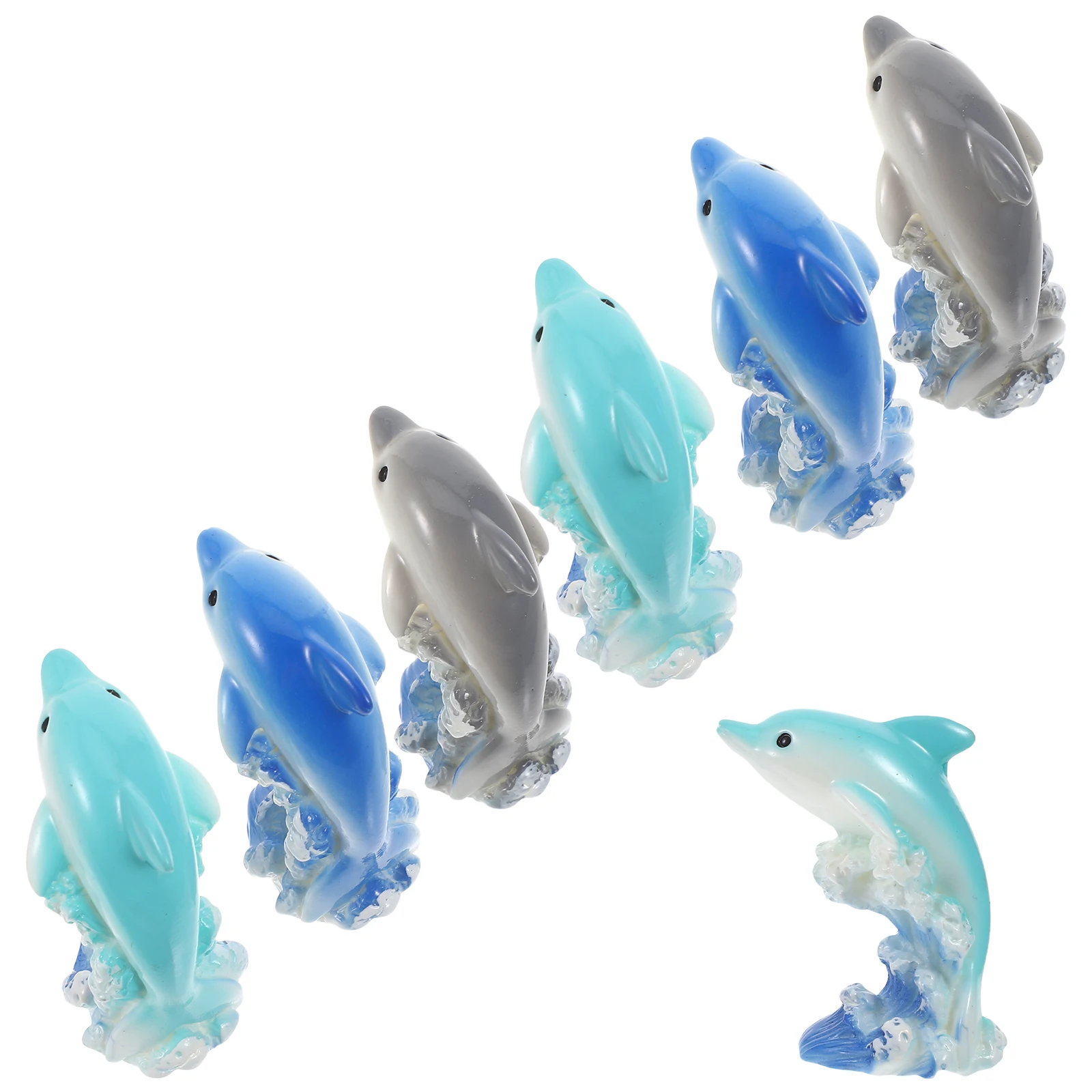 7개 미니 레진 돌고래 동물 장식품, 사실적인 바다 테마, 가정용 수족관, 컵케이크 토퍼, 해양 생물 레진