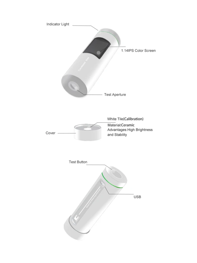 ColorMeter 최대 테스트 정확도 0.01, 휴대용 컬러 센서 및 캡처, 섬유, 인쇄, 페인트, 플라스틱 및 필름용 색도계