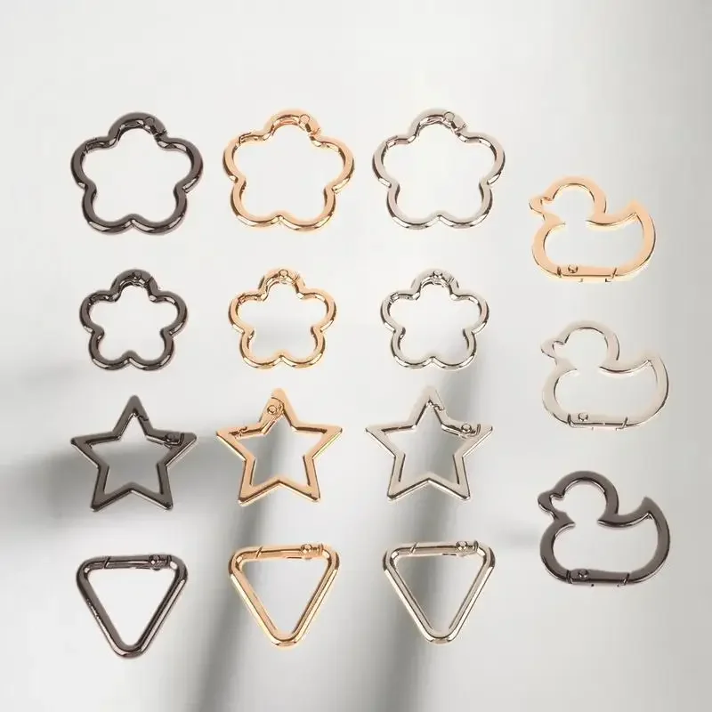 5Pcs Star Duck Flower Shape Spring Ring Open Buckle Carabiner Snap Clip For Leather Bag Handbag Belt Strap Connector