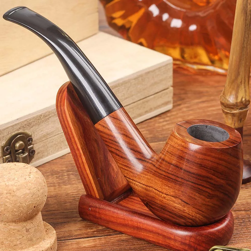 Classic Rosewood Tobacco Pipes Smoke Wood Pipe Tobacco Filter Smoking Accessories Cigarette Tools Gifts for Friend Smoker