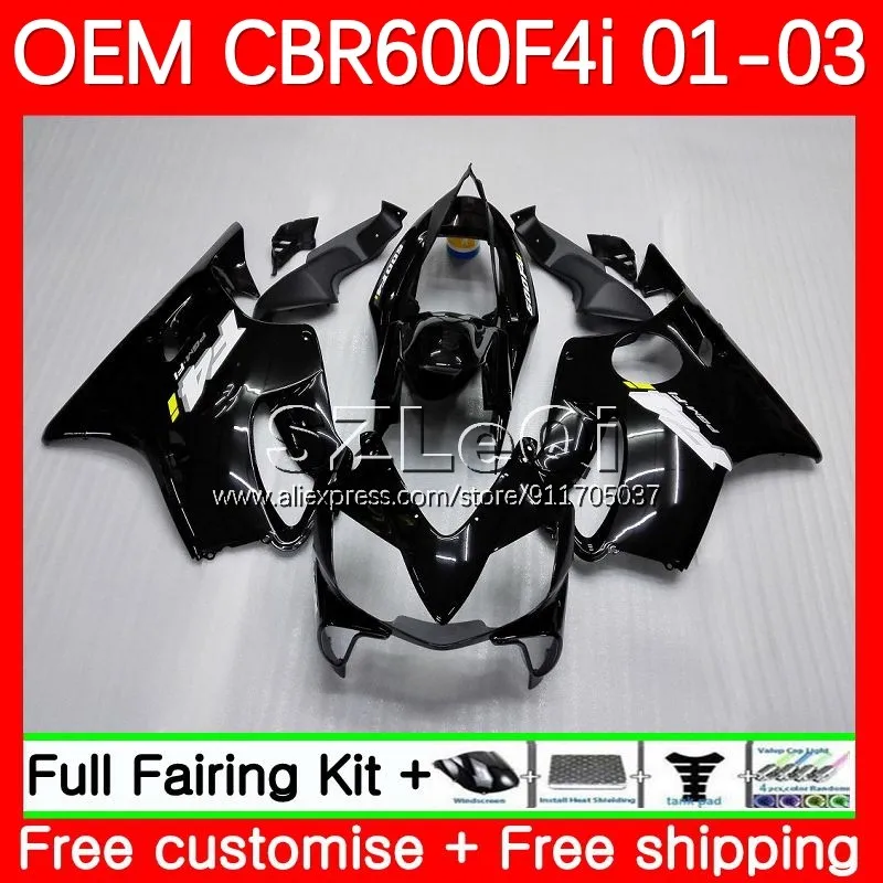 Injection + Dedal For HONDA Glossy black CBR 600F4i 600CC 600 F4i CBR600F4i 01 02 03 31No.1 CBR600 F4i 2001 2002 2003 Fairings