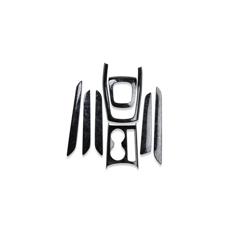 Black Peach Wood Grain Carbon Fiber Abs Car Gear Trim Frame Water Cup Panel Door Trim Strip Co-pilot Bar For Audi Q3 2013-2018