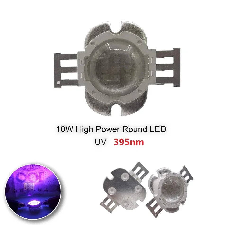 

10W Watt High Power LED Lamp Ultra Violet UV 395nm 900mA DC 12V + 60 degree lens 1Pcs-10pcs