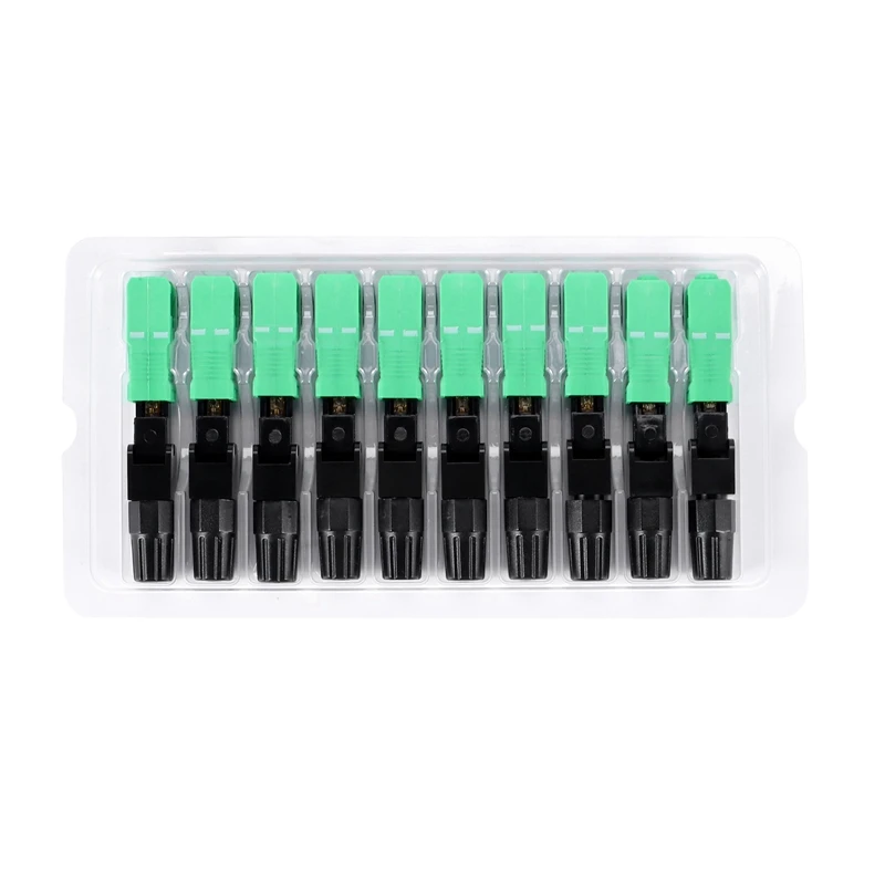 

50Pcs Sc/Apc Fiber Optic Connector Embedded Single Mode Component Fiber Optic Quick Connector-Black + Green