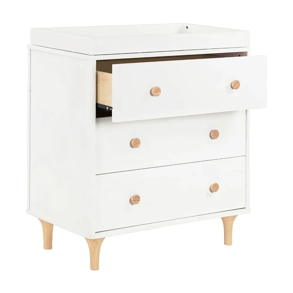 Lolly 3 gavetas Changer Dresser com bandeja removível Mudar, branco e Natural, Greenguard Gold Certified