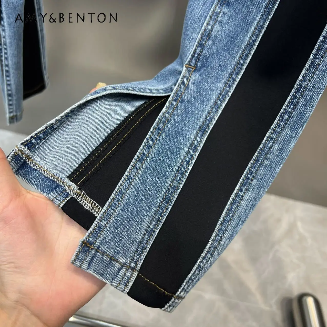 Street Fashion Denim Spliced Pencil Pants Women 2024 Spring New Hip-Hop Street High Waisted Jeans Hot Girl Sexy Slim Trousers