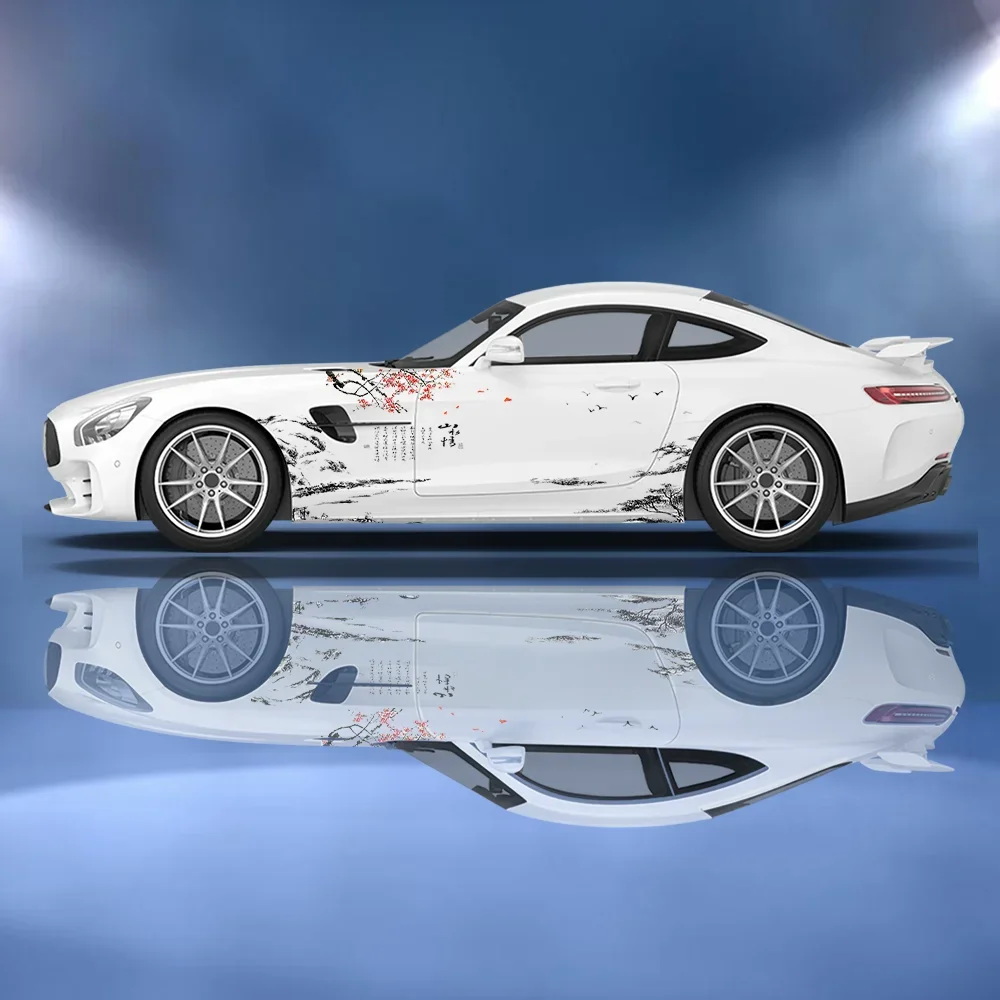 

Чернила для мытья горных пейзажей, виниловые наклейки для автомобиля, самоклеящаяся наклейка из ПВХ, подходит для грузовиков, внедорожников, Декор, автоаксессуары, подарок