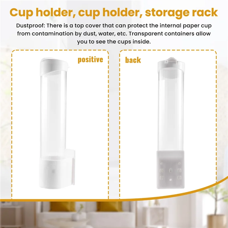 

A63T-Cup Dispenser, Cup Holder Fits 3Oz - 7Oz Flat Bottom Or Cone Cups Water Cups Dispenser Wall Mounted Bathroom