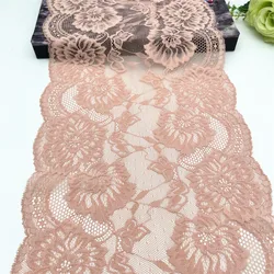 3y/lot Width 23cm Apricot Pink Floral Elastic Lace For Clothing Accessories Dress Sewing Applique Costume Lace Fabric Wedding