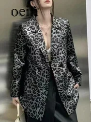 [oein] Fashion Trend High-end Unique Super Beautiful Short Leopard Print Printed Suit Jacket Women In 2024 Autumn Blazer Fashion