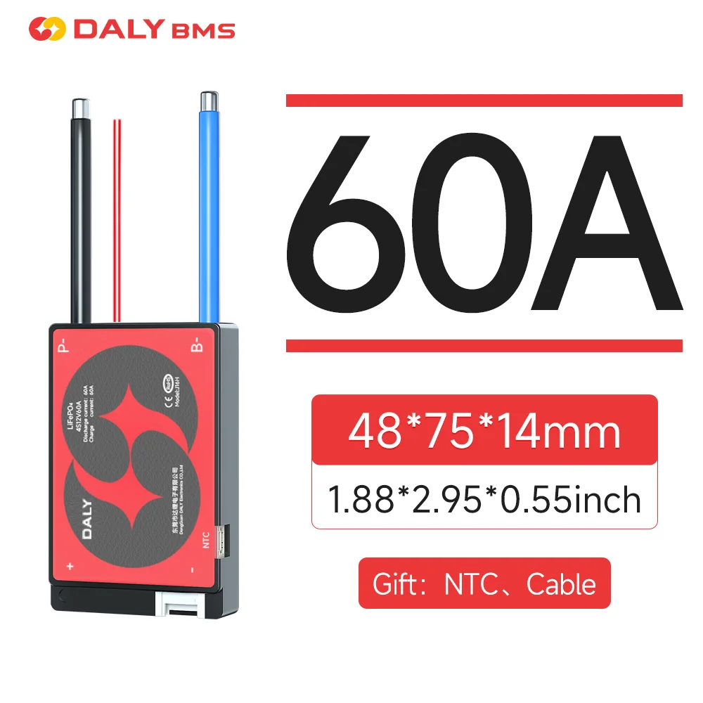 Daly Hardware BMS 4S Lifepo4 8S 24V 10S 36V 13S 48V Li-Ionen 3S 7S 12S 14S 16S 15A 20A 40A 60A mit NTC Schlüsselschalter für E-Bike und E-Scooter