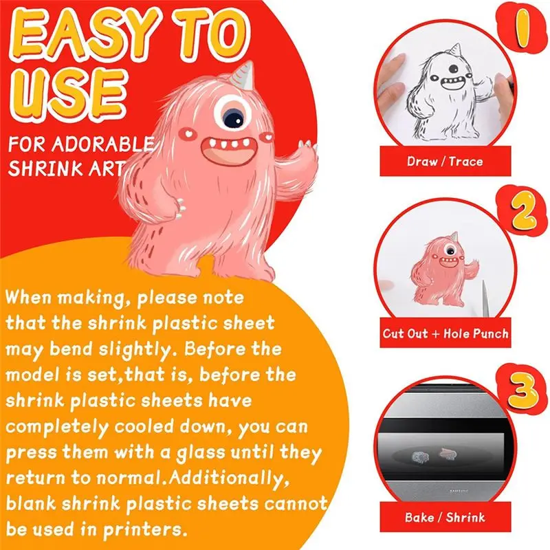 ABJI-213PCS Heat Shrink Sheets Keychain Kit With 12PCS Shrink Sheets,3PCS Shrink Paper With Pattern,Colored Pencils