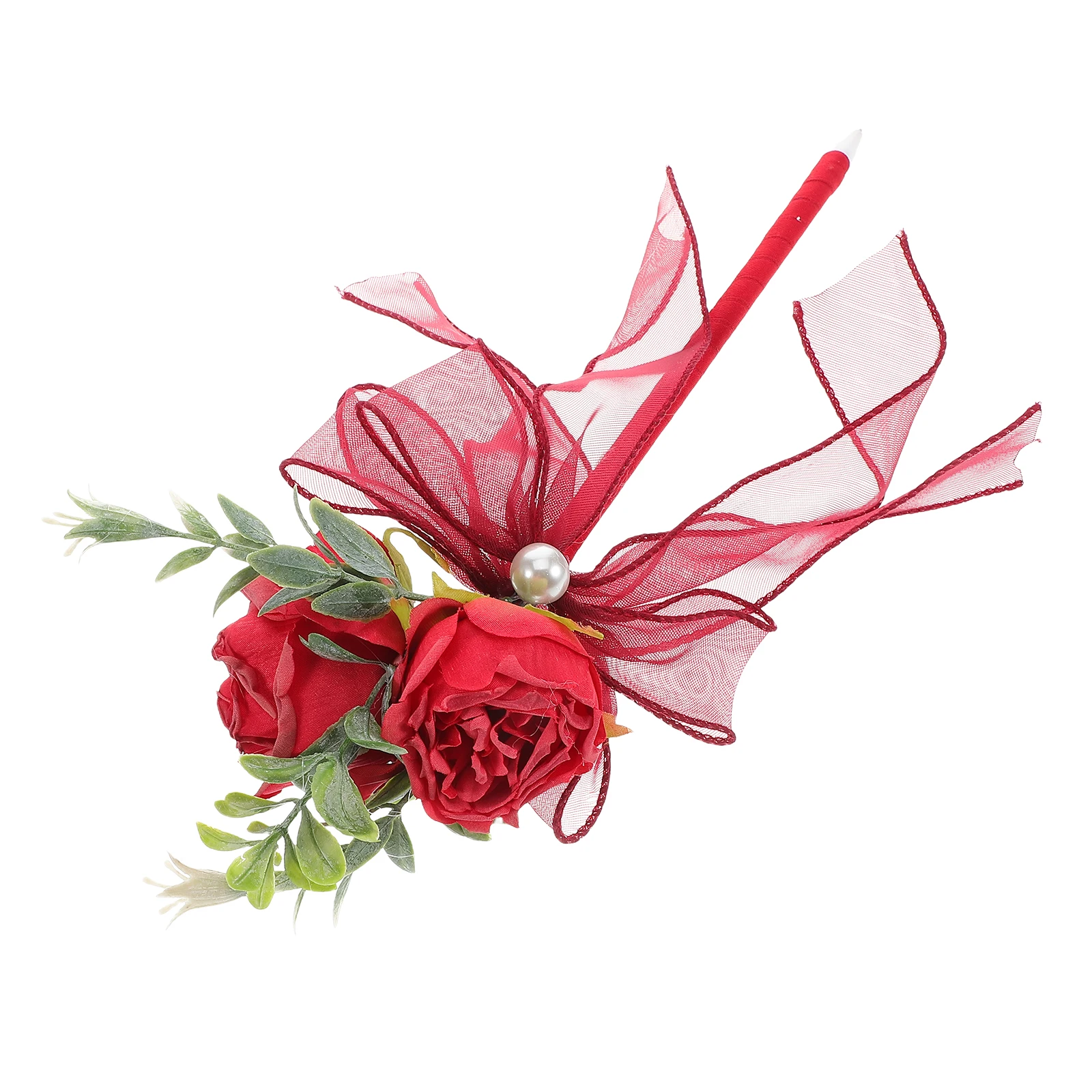 

Imitation Rose Ballpoint Pen Cute Pens Artificial Flowers Decorative Cloth for Women Woman