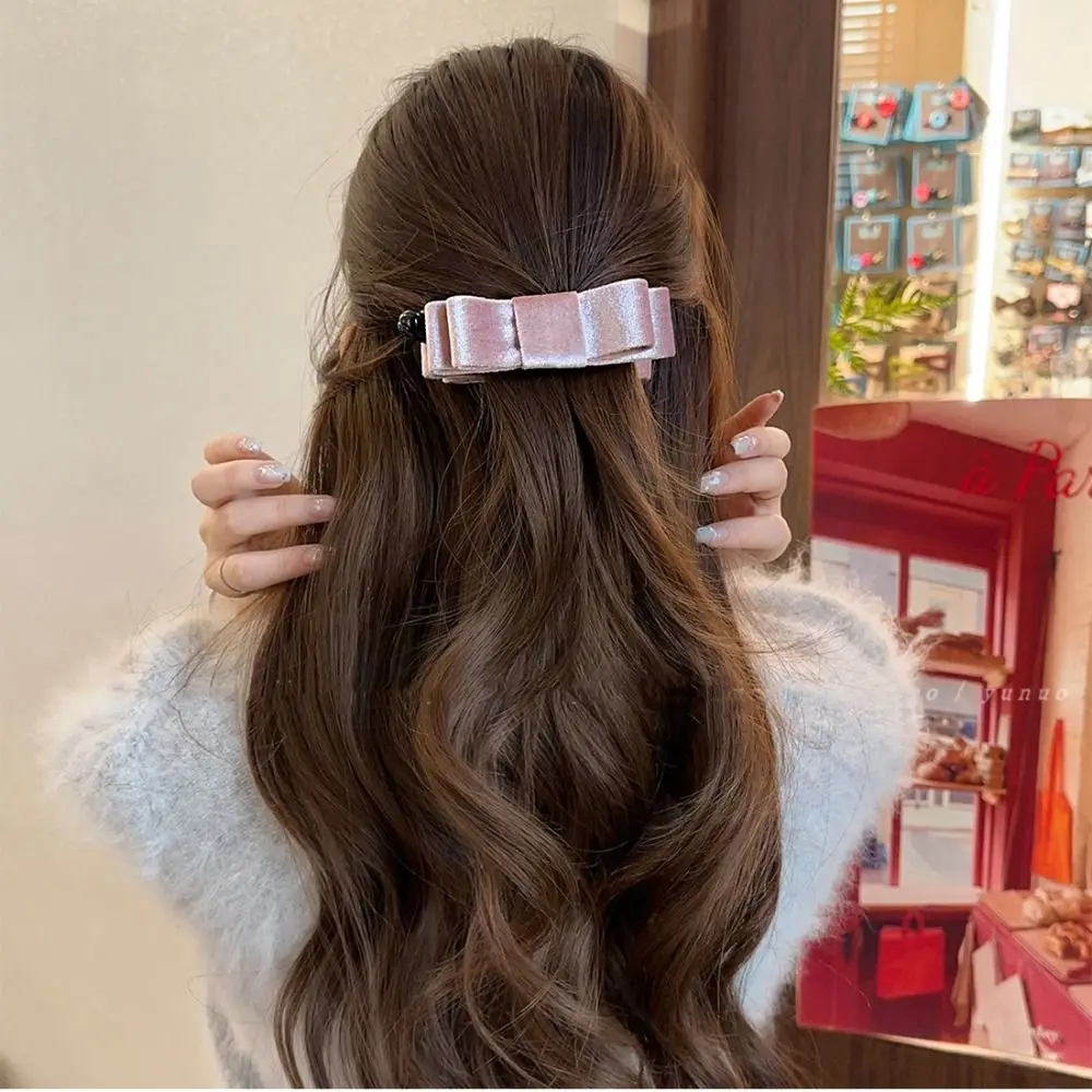 

Cloth Red Velvet Bow Hair Clip Black Vintage Bowknot Banana Clip Korean Style Hair Clips Bow Vertical Clip Hair Accessory