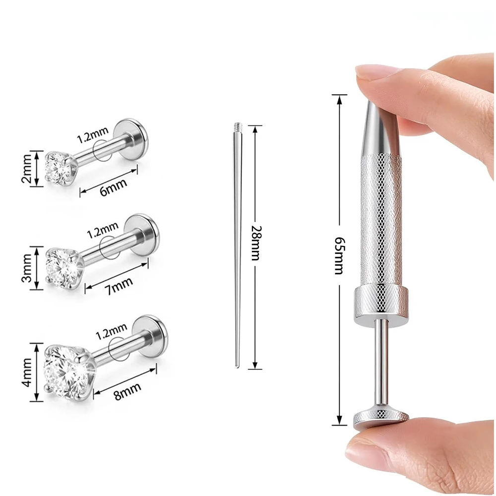 16G Flat Back Earrings Stud Stainless Steel