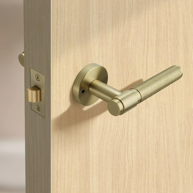 Three Bar Handle Lock Indoor Bathroom Single Tongue Lock Italian Style Rolled Flower Wooden Door Handle Lock
