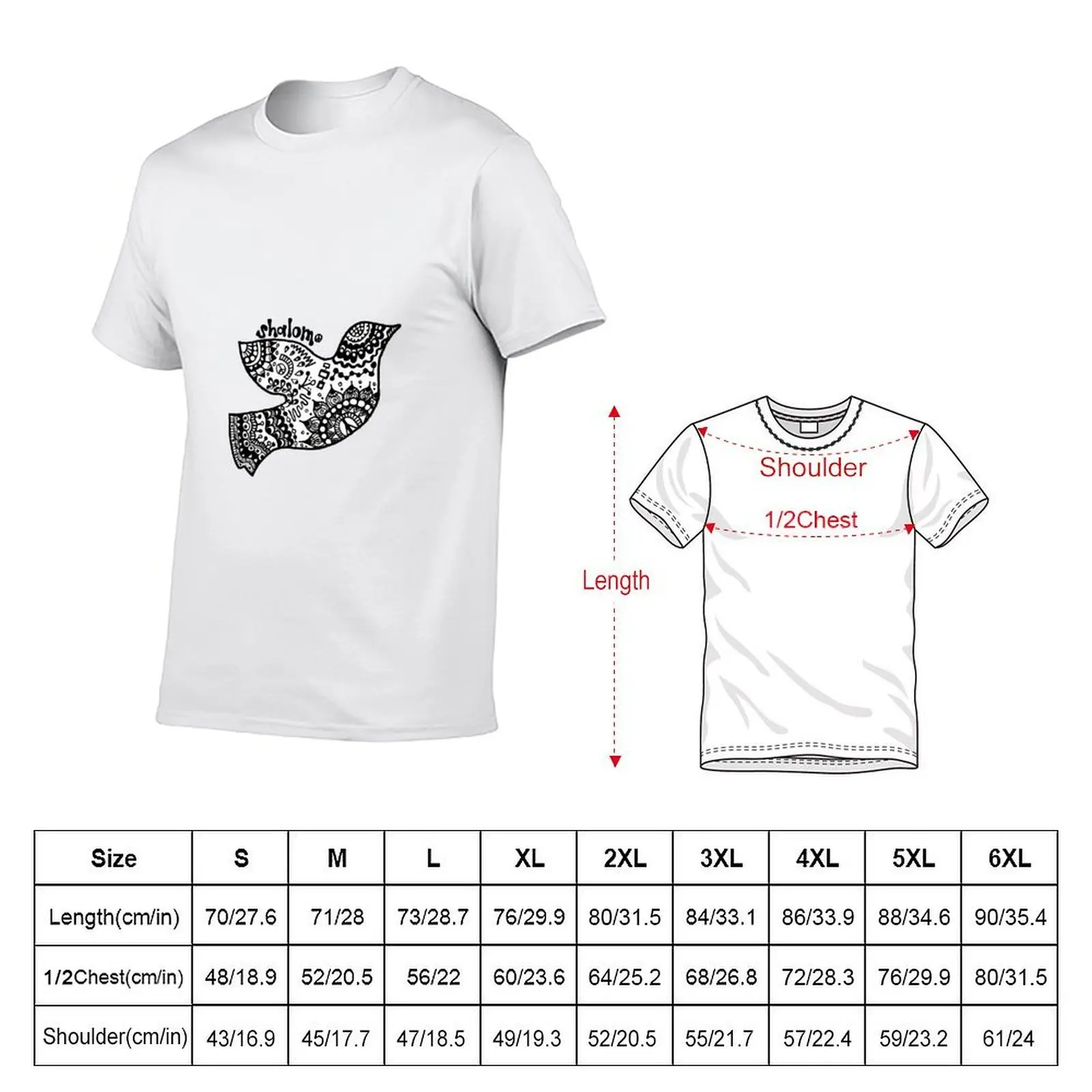 Shalom Peace Dove Zentangle T-Shirt anime figures basketball graphic tees clothing for men