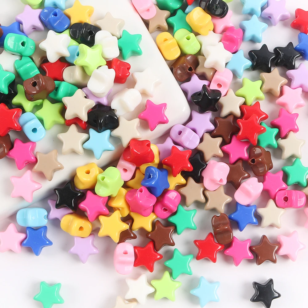 

30pcs Acrylic Colourful Five-Pointed Star Loose Beads Handmade Diy Necklace Bracelet Jewellery Clothing Accessories Holes Beads