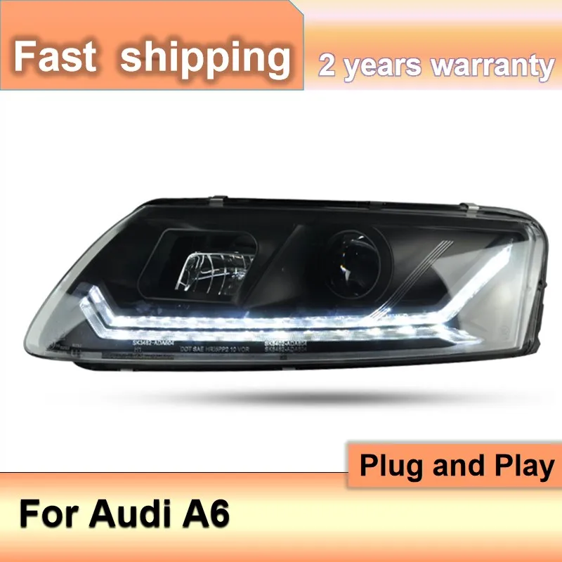 

Car Accessories for Audi A6 Head Light 2005-2012 A6 Headlight DRL Turn Signal Low High Beam Projector Lens
