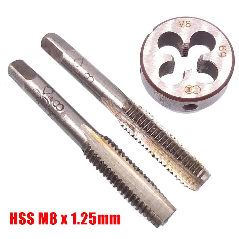 HSS M8 x 1 25mm Metric Threading Toolset with Taper Tap and Die Perfectly Crafted from Materials Pack of Three