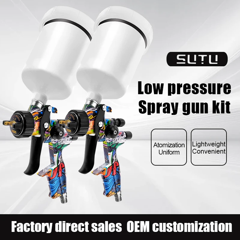The SUTU 5800 1.3 and 1.4 caliber spray gun set features high atomization for uniform and fine spraying