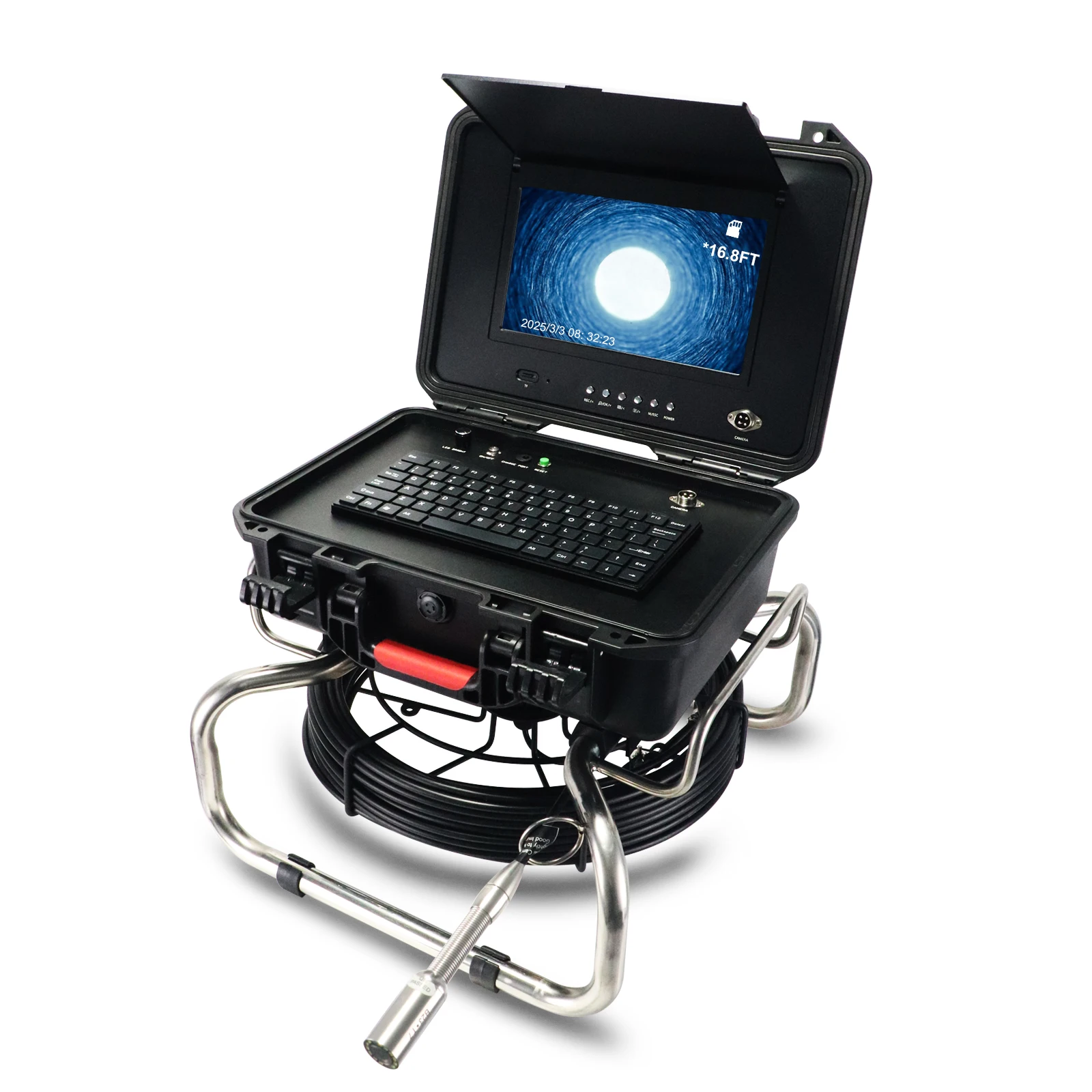 High Quality Electric Industrial Pipeline Inspection Camera with 10-inch Screen with DVR for Machinery Pipes