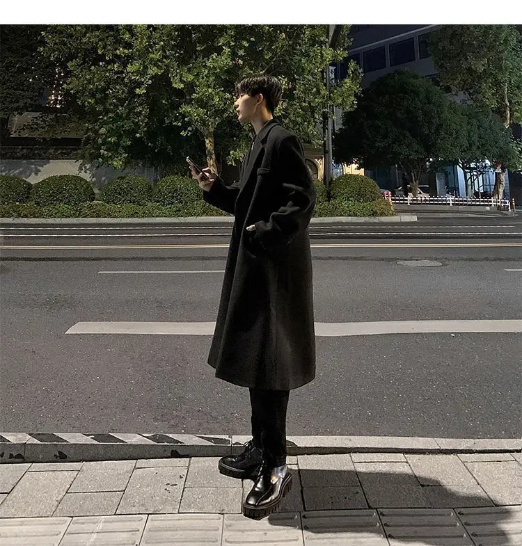 

Trench Coats Hood Men Heavy Mid-Length Swimming Cultural Spring Autumn Winter Warm Protection Hooded Collar Lapel Slim Fit Men's