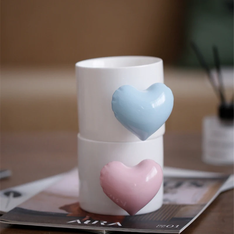 Creative Coffee Cup Pink Love Balloon Home Decor Breakfast Mug Ceramic Couple Cup Holiday Birthday Gift Large Capacity Cup