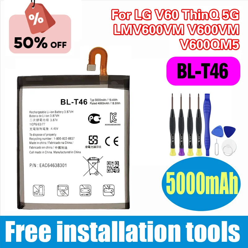 

BL-T46 6100mAh Battery For LG V60 ThinQ 5G LMV600VM V600VM V600QM5 BL T46 Mobile phone Batteries