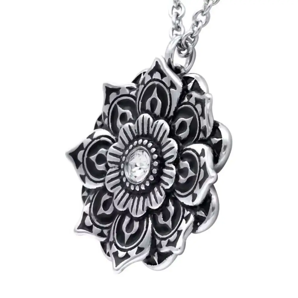 New Simple Retro Trend Line Mandala Necklace Gothic Punk Style Men's Bully Pendant Geometric Round Amulet Religious Jewelry Gift