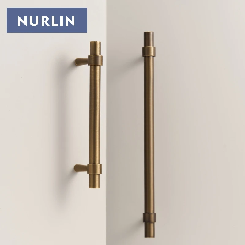 Nurlin Solid Brushed Antique Brass Bronze 500mm 19.5\'\' Inch Pull Cabinet Knobs T bar Funiture Wardrobe Appliance Handle