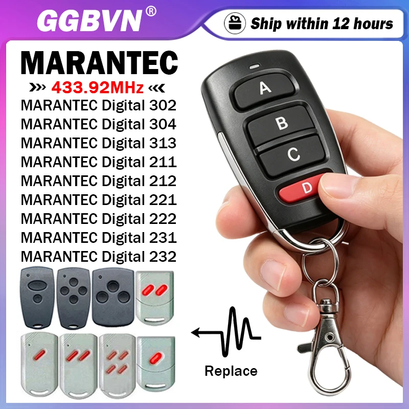 For 433MHz MARANTEC Digital 302 304 313 211 212 214 221 222 231 232 Garage / Gate Remote Control Duplicator 433.92MHz Fixed Code