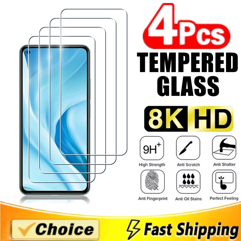 

4Pcs Tempered Glass for Poco X5 X4 X3 F5 F4 F3 Pro GT Screen Protector for Xiaomi 13T Redmi Note 12 11 10 9 8 7 S 12T Pro