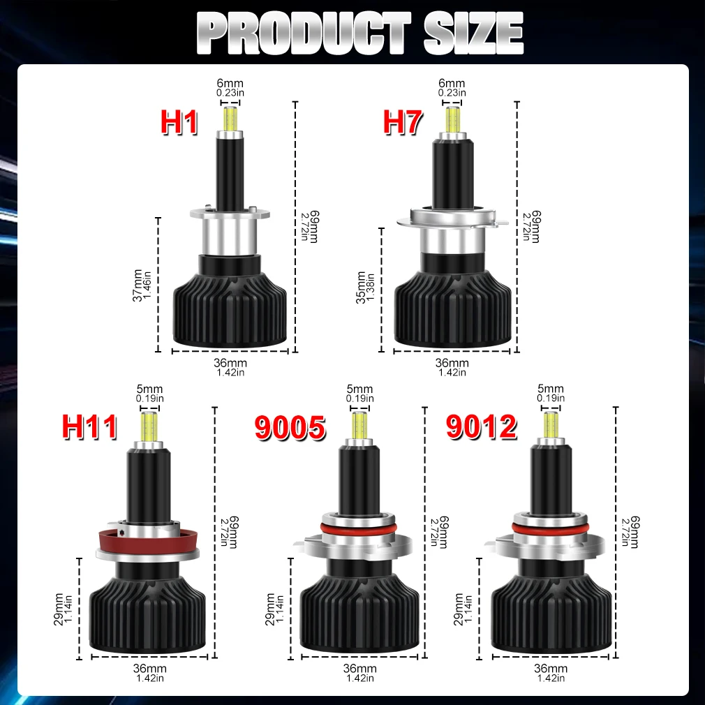 30000LM H7 H11 Led Headlight 360° Beam CSP 9005 Hb3 9006 HB4 9012 6000K 12V Canbus Car Light Lamp Copper Tube Cooling