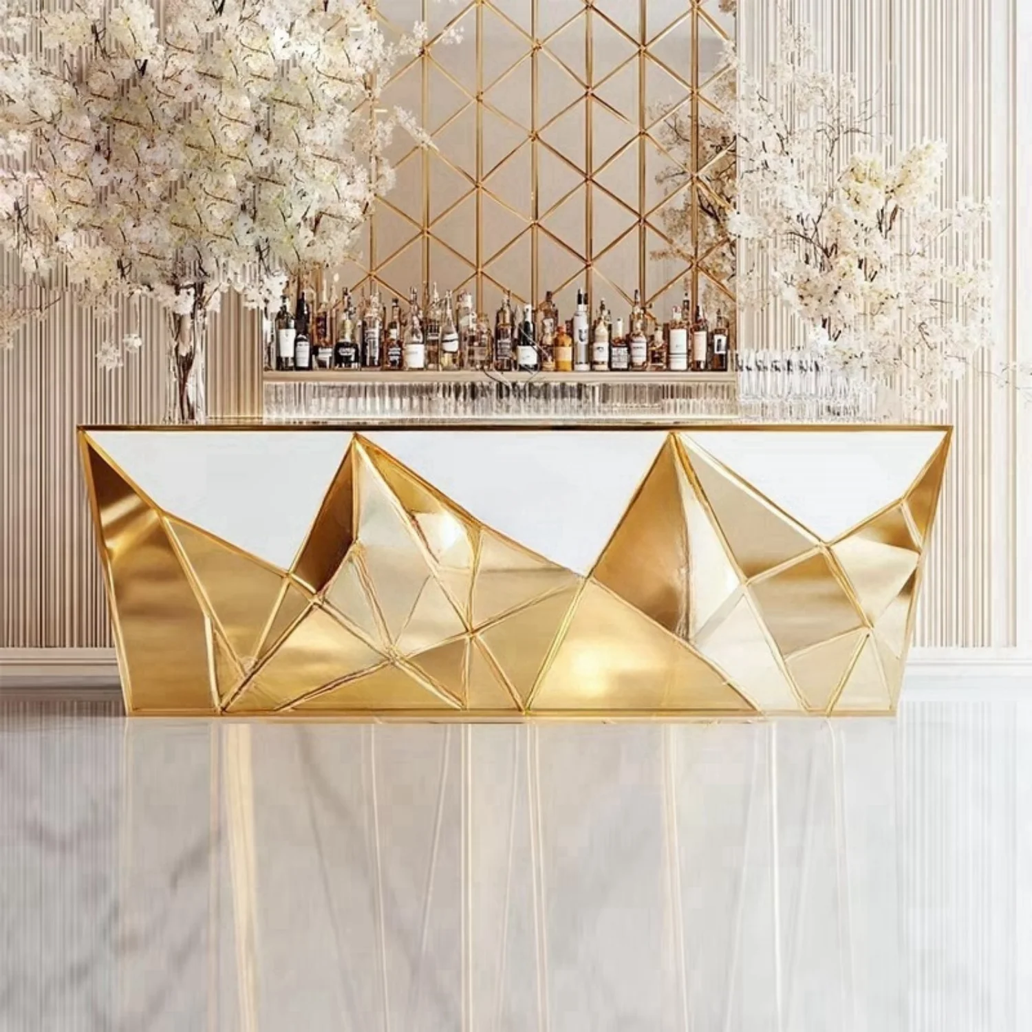 

Customized.Industrial Style Stainless Steel Reception Front Desk Bar Counter for Lobbies Hotels Projects Crafting Opulence Tailo