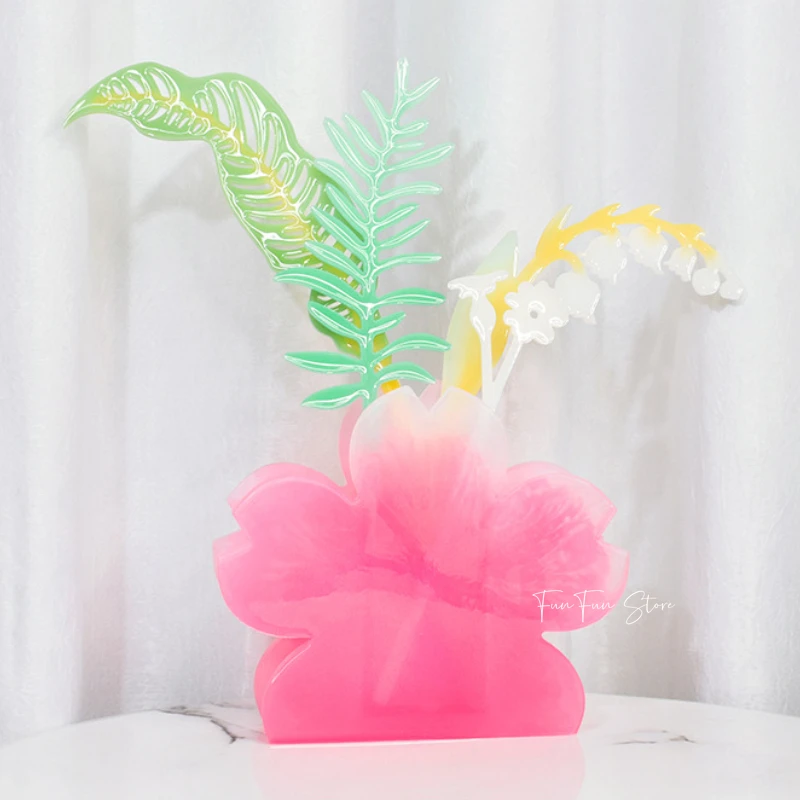 DIY Handmade Flower Bouquet Silicone Mold Creative Plant Flower Arrangement Vase Tabletop Decoration Drops Glue Plaster Mold