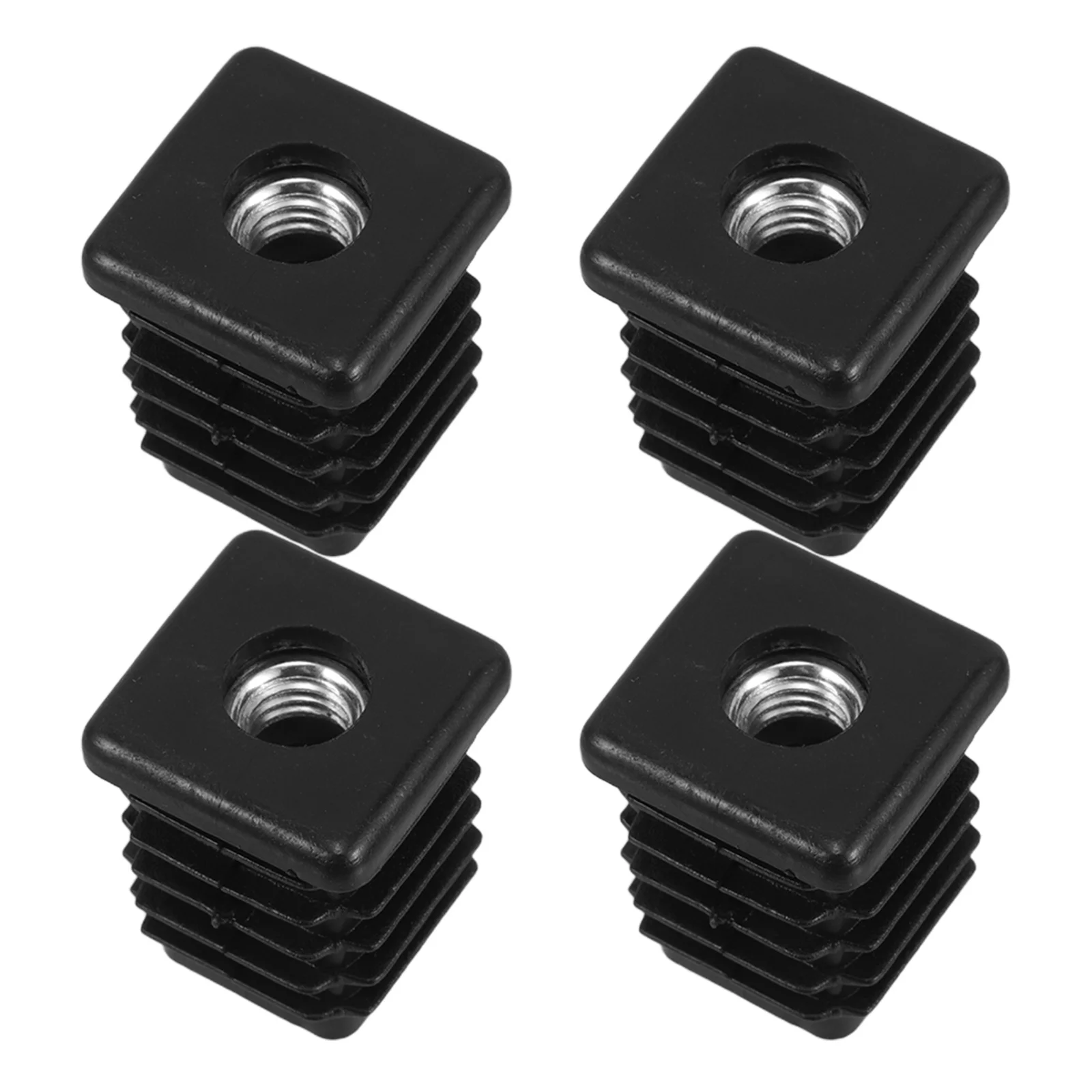

4Pcs Threaded Plastic Inserts Furniture Foot Caps for Chair Legs Machinery Electronics Tubing End Caps