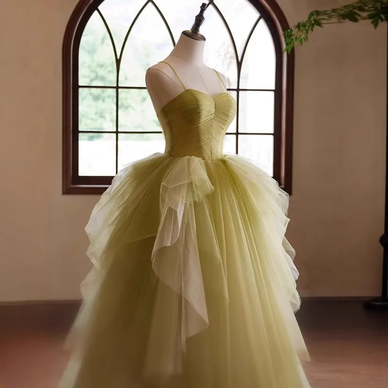 New Banquet Strap Light Wedding Dress, Evening Dress, Fashion Mesh, Super Immortal Premium Style, Same Temperament Long Dress