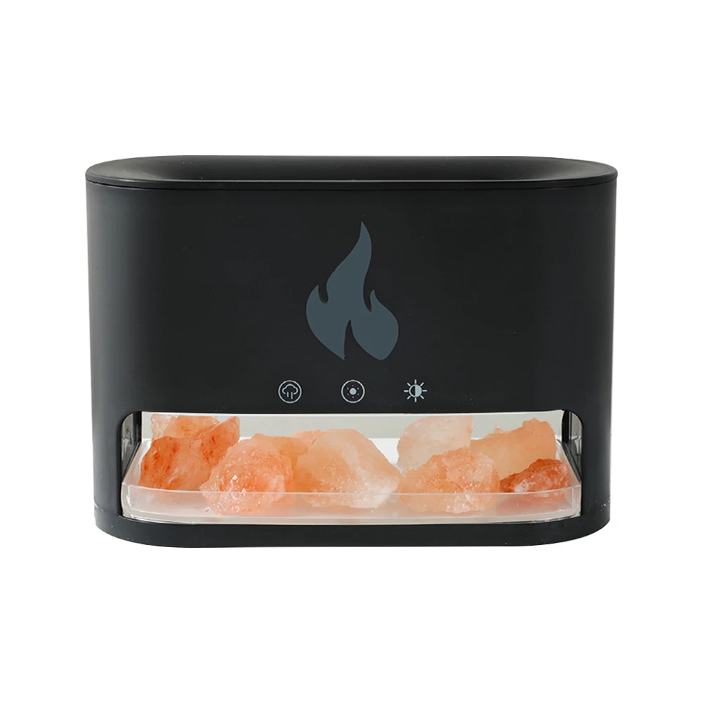 

Увлажнитель воздуха с пламенем Type-C, машина для ароматерапии, красочные светодиодные увлажнители тумана с ящиком из соляного камня для домашней спальни